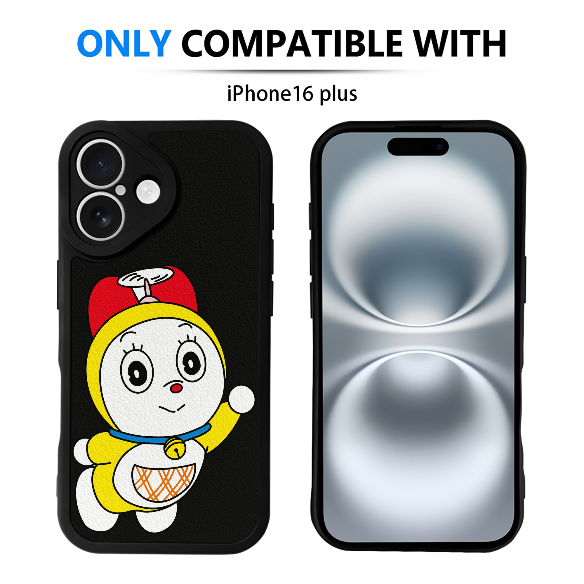 （画像用） ドラえもん ドラミ Doraemon Dorami 【iPhone 16シリーズ対応】シリコンスマホケース（レザー調） 材質：シリコン